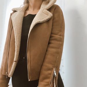 Faux Suede Moto Jacket